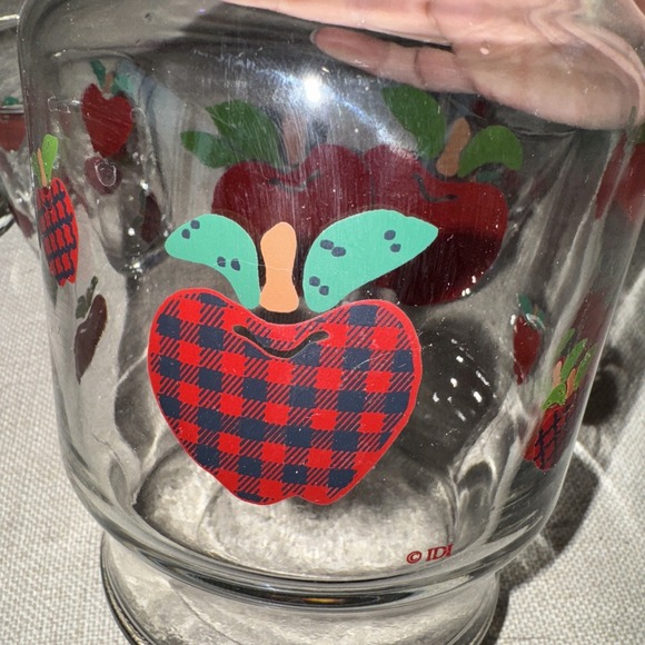 Vintage Apple Anchor Hocking Set Apple Carafe Juice Pitcher and 3 Glasses OLA000 - Picture 8 of 12